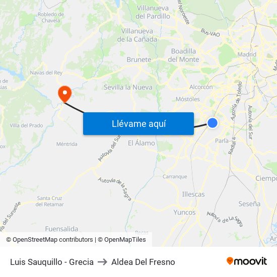 Luis Sauquillo - Grecia to Aldea Del Fresno map