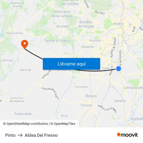 Pinto to Aldea Del Fresno map