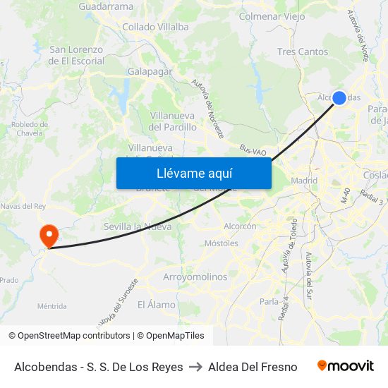 Alcobendas - S. S. De Los Reyes to Aldea Del Fresno map