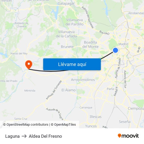 Laguna to Aldea Del Fresno map
