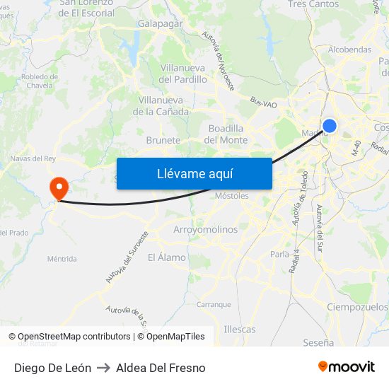 Diego De León to Aldea Del Fresno map