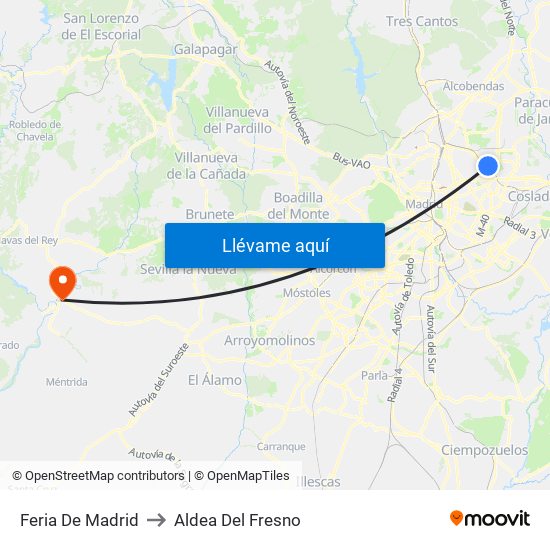 Feria De Madrid to Aldea Del Fresno map