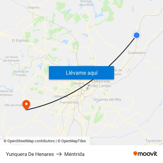 Yunquera De Henares to Méntrida map