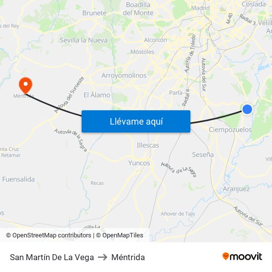 San Martín De La Vega to Méntrida map