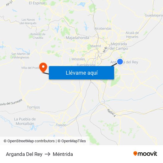 Arganda Del Rey to Méntrida map