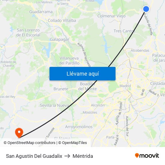 San Agustín Del Guadalix to Méntrida map