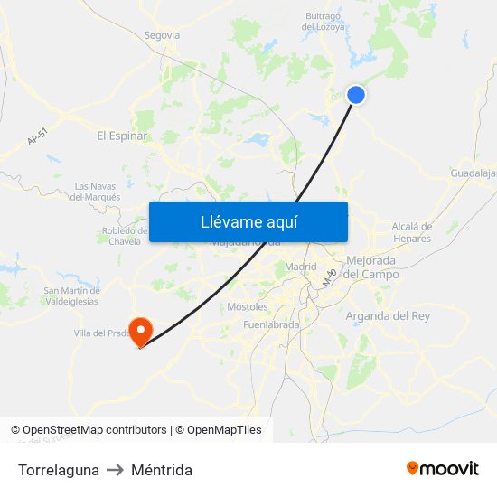 Torrelaguna to Méntrida map