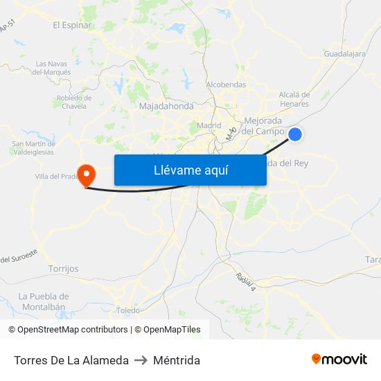 Torres De La Alameda to Méntrida map