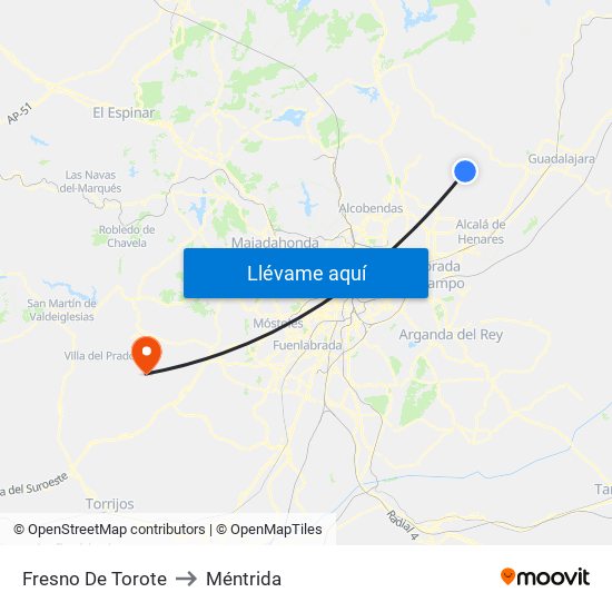 Fresno De Torote to Méntrida map