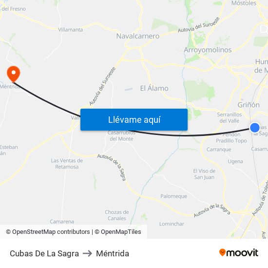 Cubas De La Sagra to Méntrida map