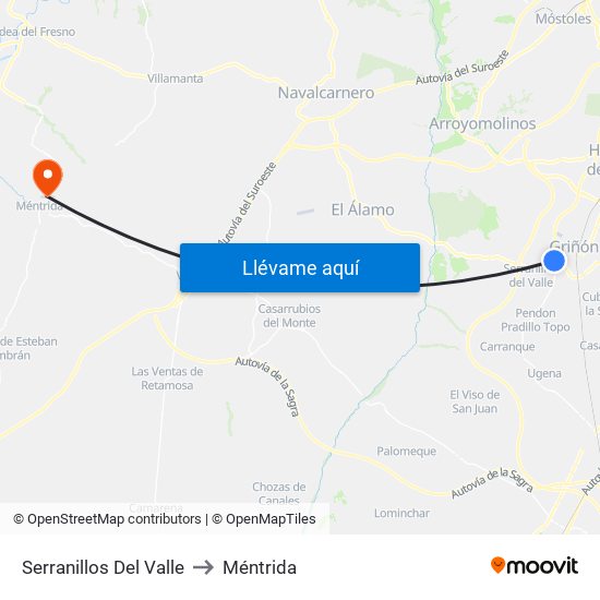 Serranillos Del Valle to Méntrida map