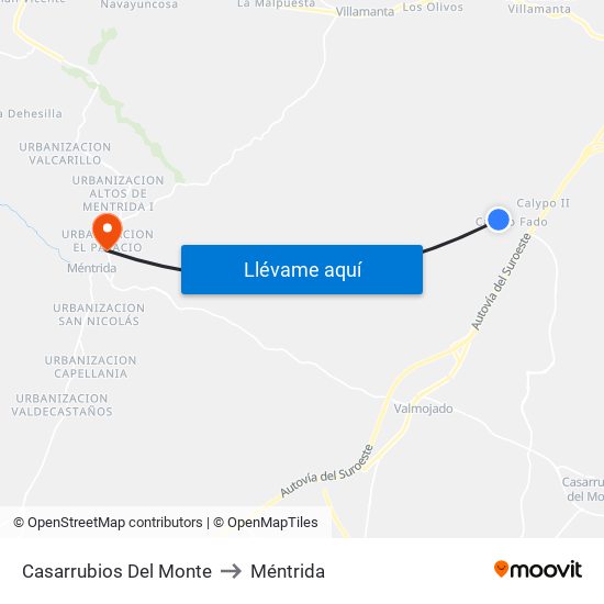 Casarrubios Del Monte to Méntrida map