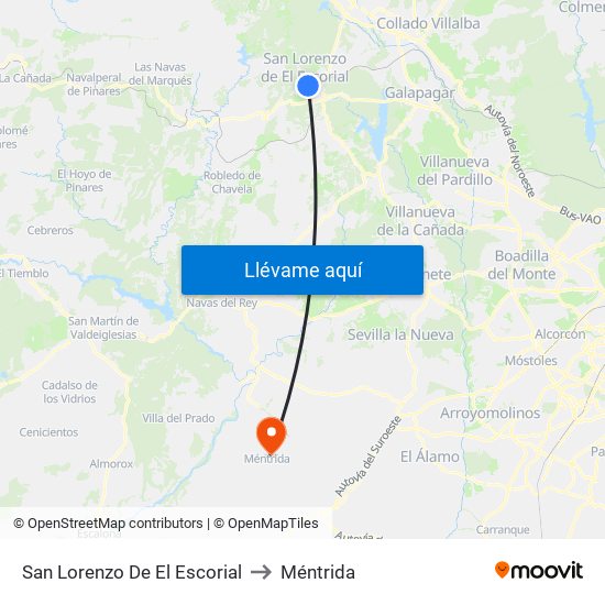 San Lorenzo De El Escorial to Méntrida map