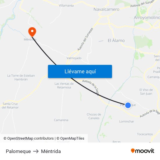 Palomeque to Méntrida map