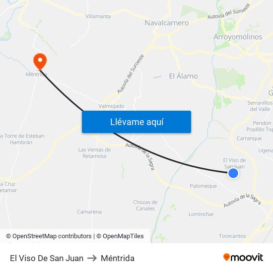 El Viso De San Juan to Méntrida map
