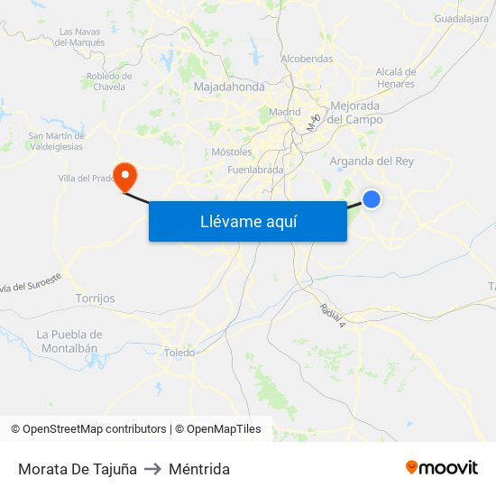Morata De Tajuña to Méntrida map