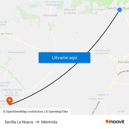 Sevilla La Nueva to Méntrida map