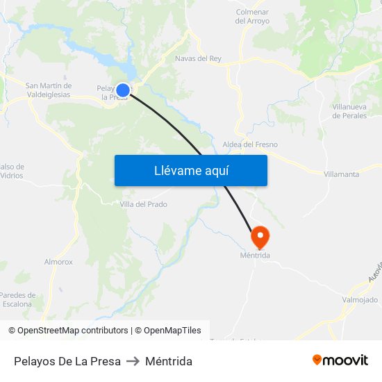 Pelayos De La Presa to Méntrida map