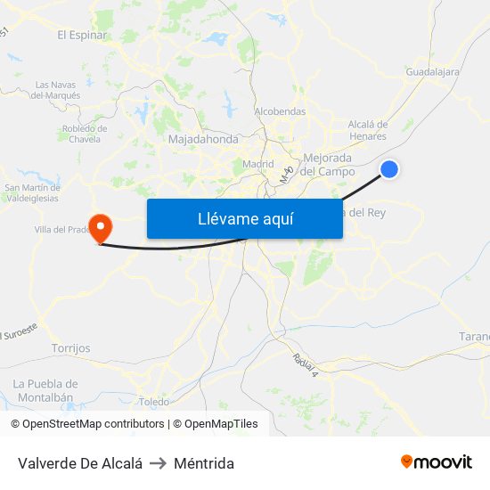 Valverde De Alcalá to Méntrida map