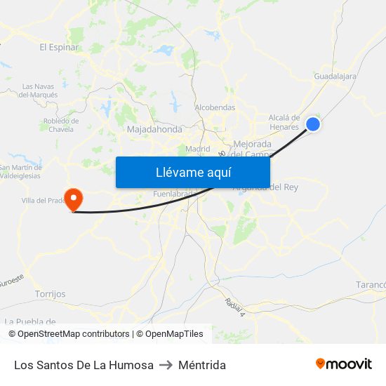 Los Santos De La Humosa to Méntrida map