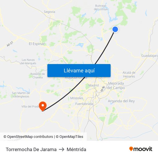 Torremocha De Jarama to Méntrida map