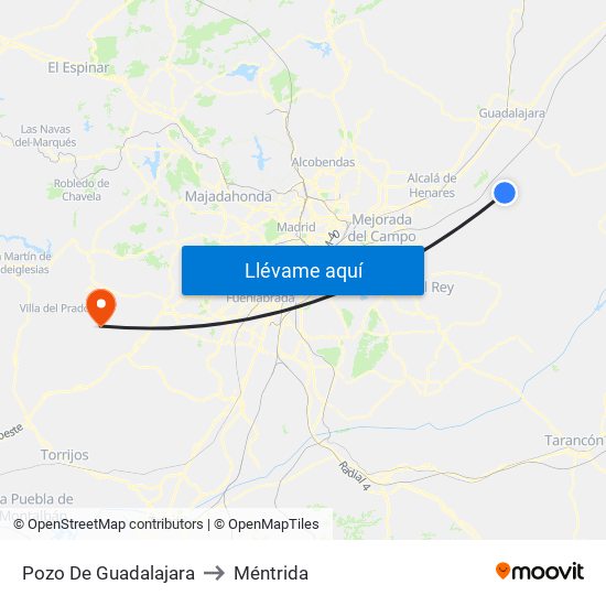 Pozo De Guadalajara to Méntrida map