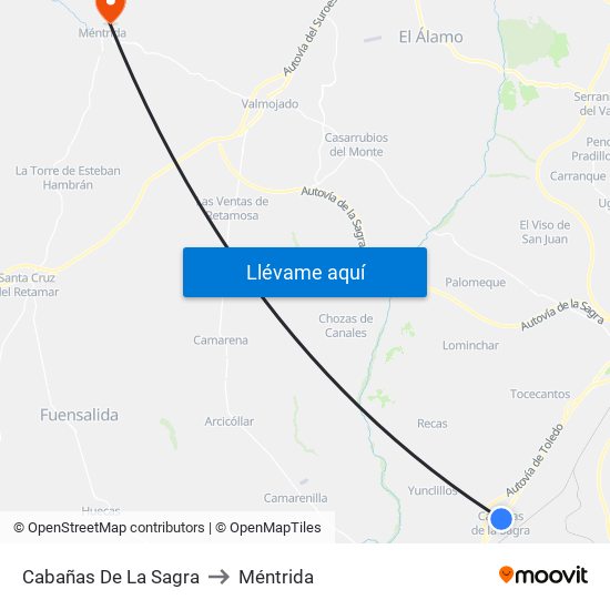 Cabañas De La Sagra to Méntrida map