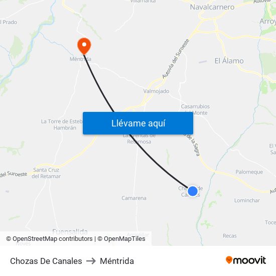 Chozas De Canales to Méntrida map