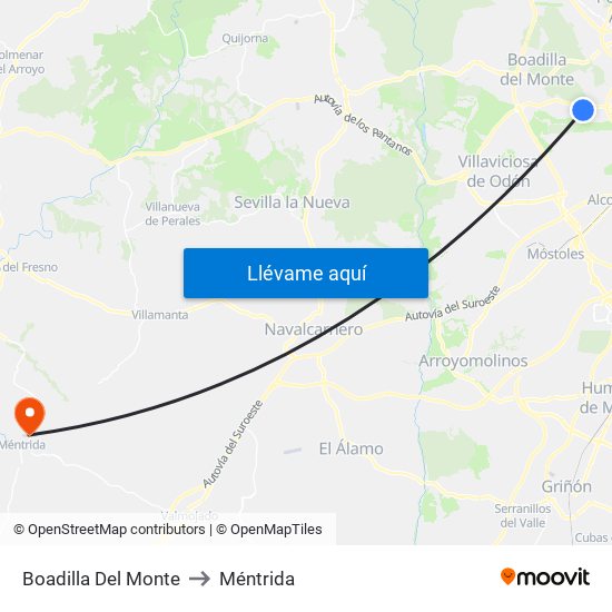 Boadilla Del Monte to Méntrida map