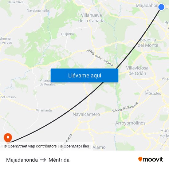 Majadahonda to Méntrida map