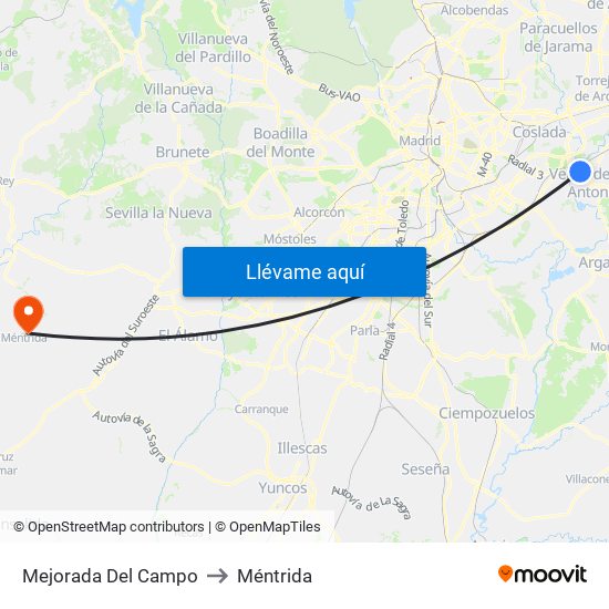Mejorada Del Campo to Méntrida map