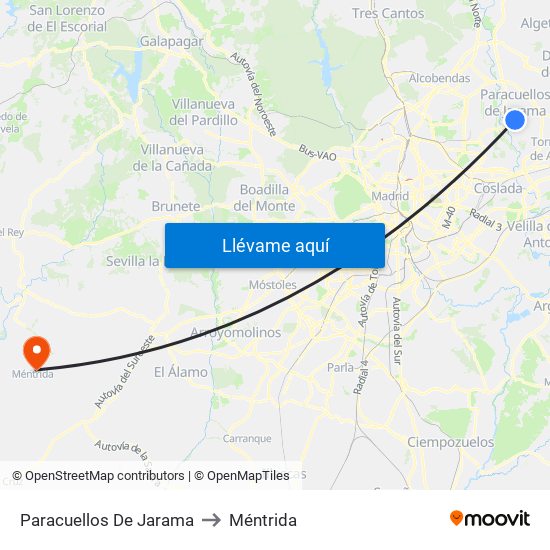 Paracuellos De Jarama to Méntrida map