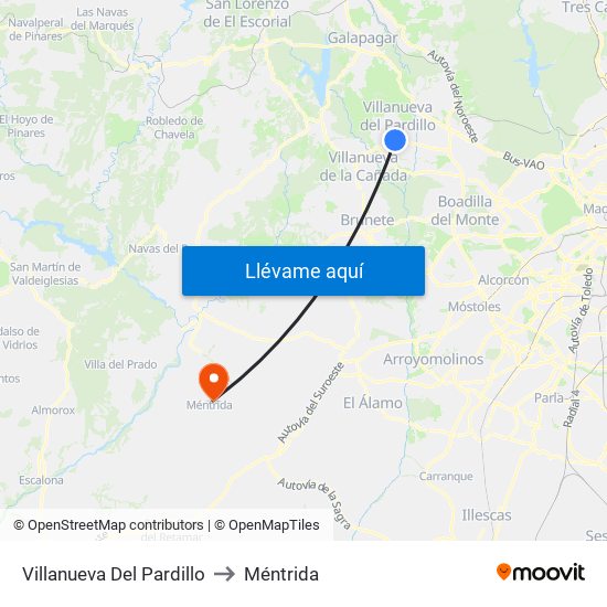 Villanueva Del Pardillo to Méntrida map