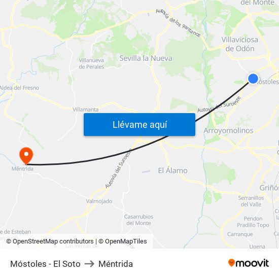Móstoles - El Soto to Méntrida map