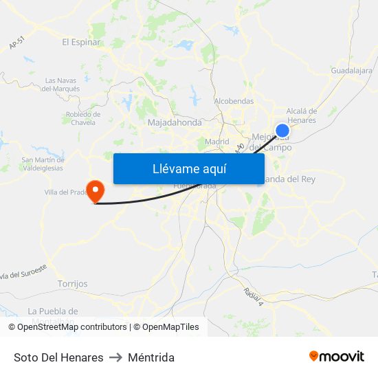 Soto Del Henares to Méntrida map