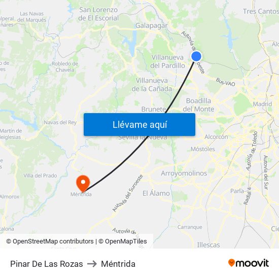 Pinar De Las Rozas to Méntrida map