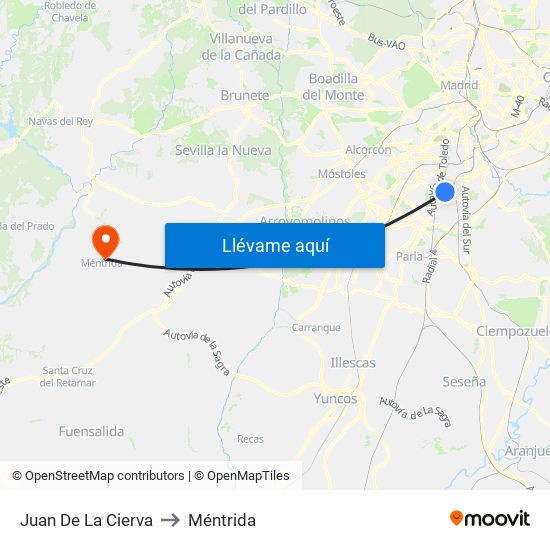 Juan De La Cierva to Méntrida map