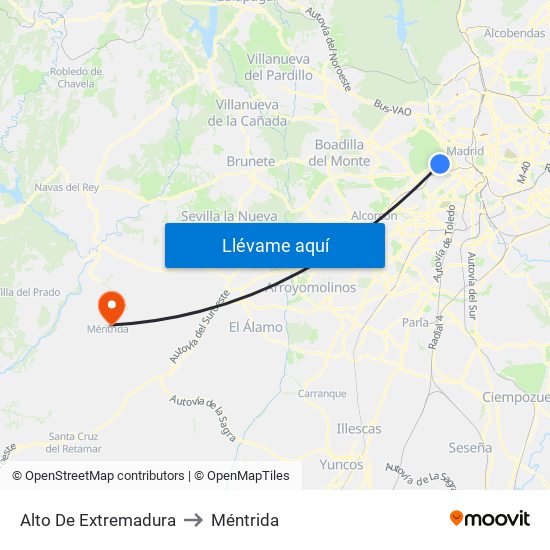 Alto De Extremadura to Méntrida map