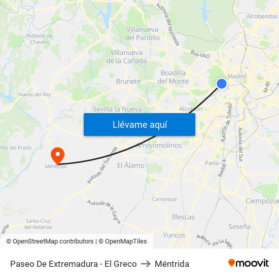 Paseo De Extremadura - El Greco to Méntrida map