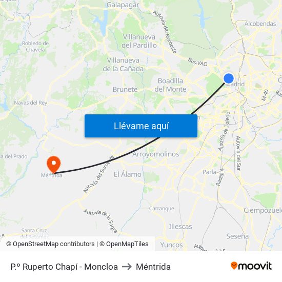 P.º Ruperto Chapí - Moncloa to Méntrida map