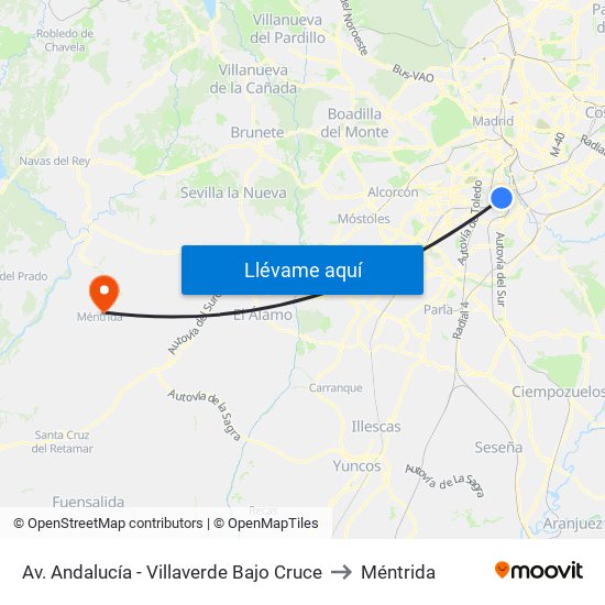 Av. Andalucía - Villaverde Bajo Cruce to Méntrida map