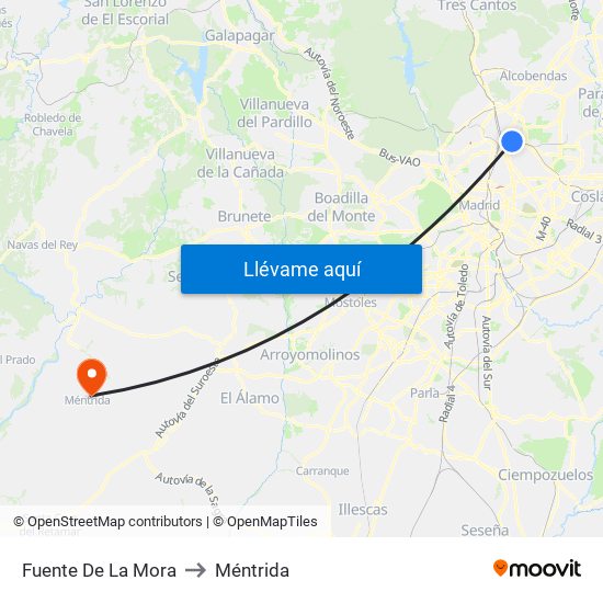 Fuente De La Mora to Méntrida map