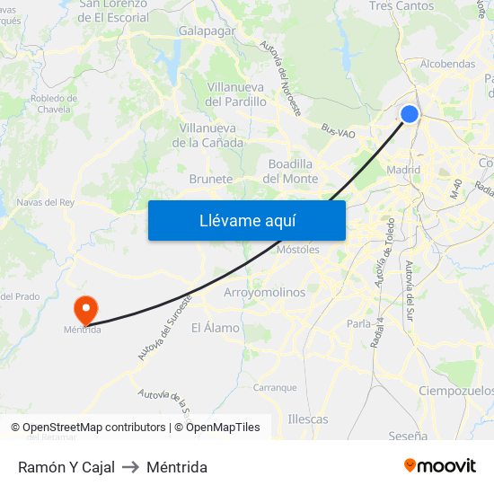 Ramón Y Cajal to Méntrida map