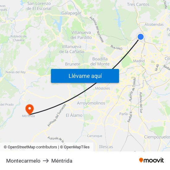 Montecarmelo to Méntrida map