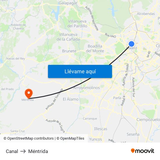 Canal to Méntrida map