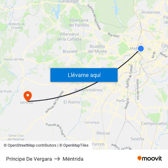 Príncipe De Vergara to Méntrida map