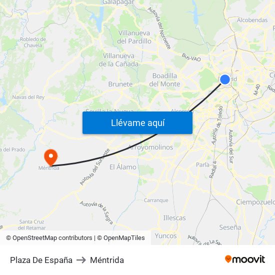 Plaza De España to Méntrida map