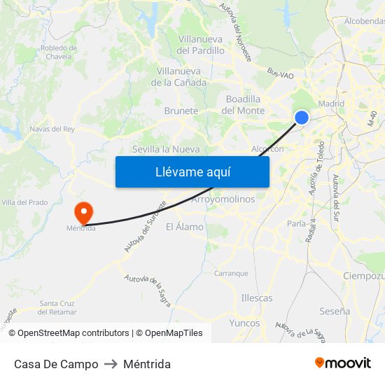 Casa De Campo to Méntrida map