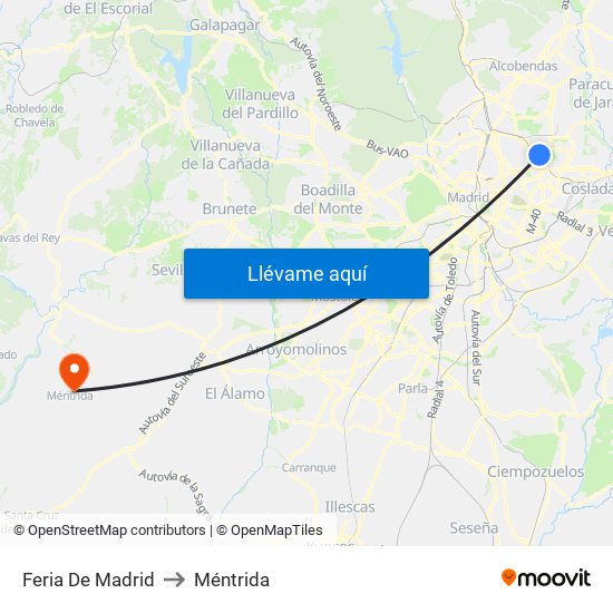 Feria De Madrid to Méntrida map