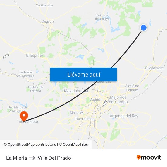 La Mierla to Villa Del Prado map